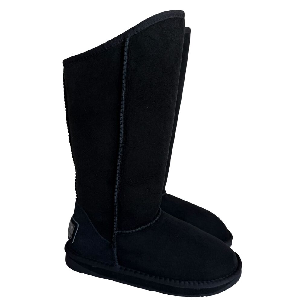 AUSTRALIA LUXE COLLECTIVE Black Cosy Tall Boots Sheepskin Fur Women's Size 7 - Picture 13 of 16